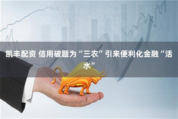 凯丰配资 信用破题为“三农”引来便利化金融“活水”